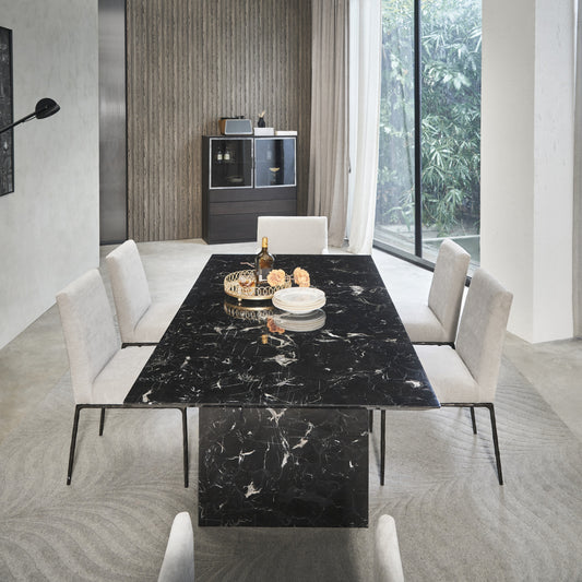 Black Frost Flower Marble Dining Table