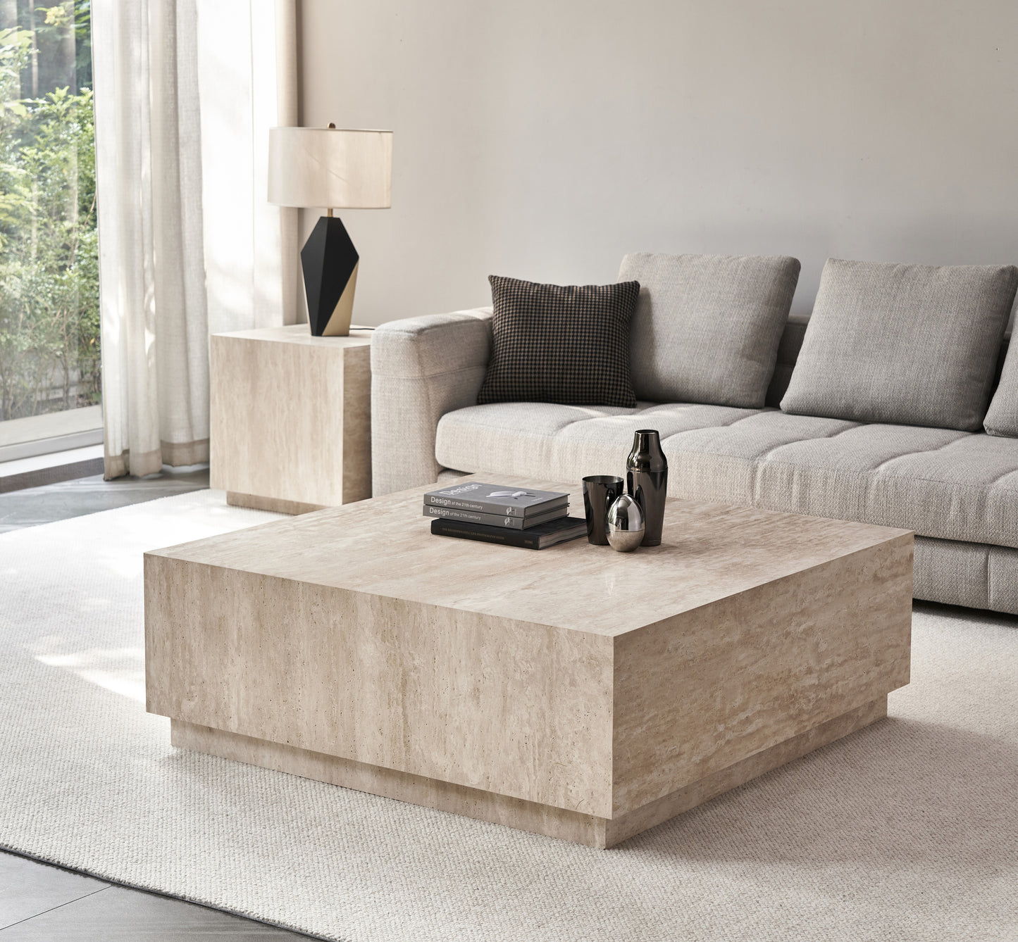 Classic Travertine End Table